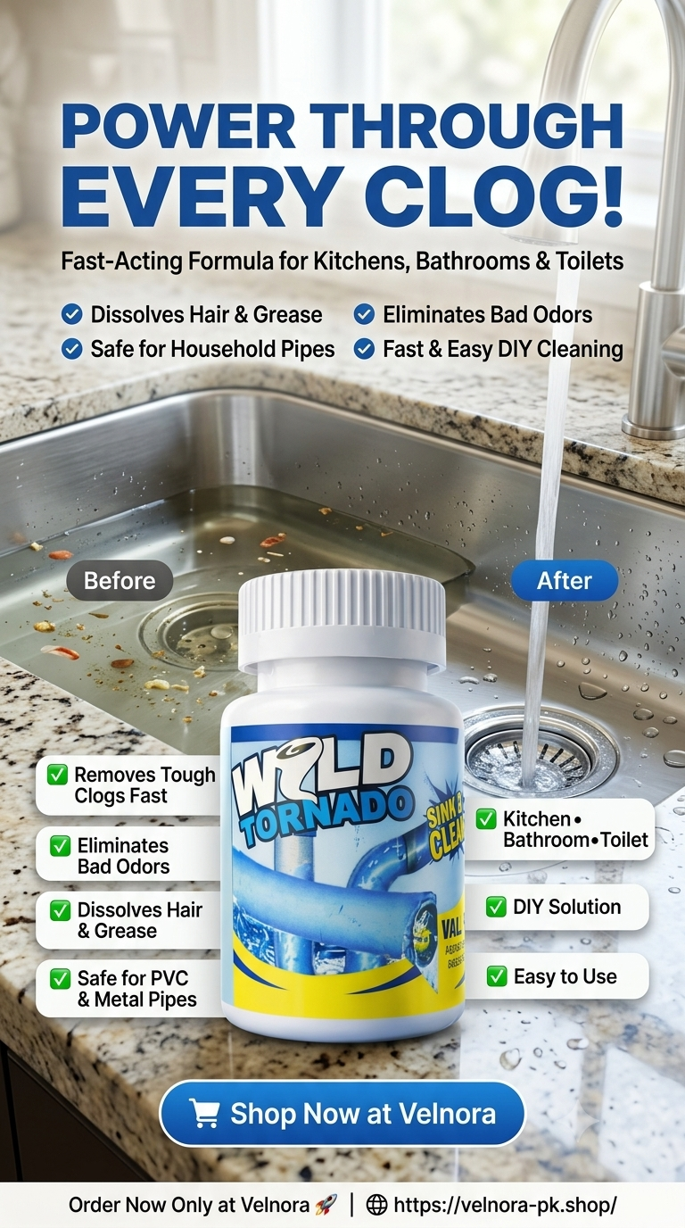 Wild Tornado Powerful Sink & Drain Cleaner | Fast-Acting Hair, Grease & Odor Remover for Kitchen, Bathroom & Toilet